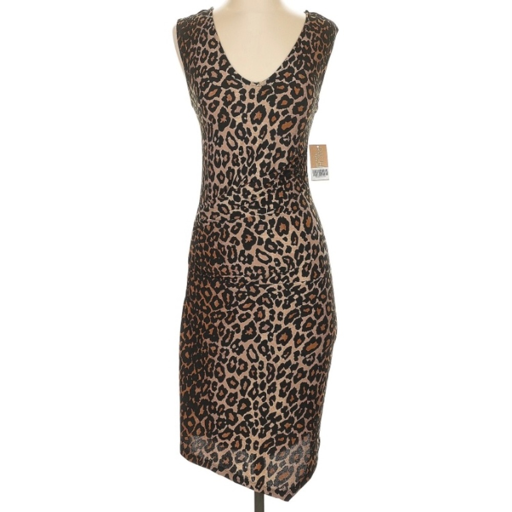 =^.^= NWT Rachel Roy Leopard Stretch Drape Dress Animal Mob Chic Sz XS
